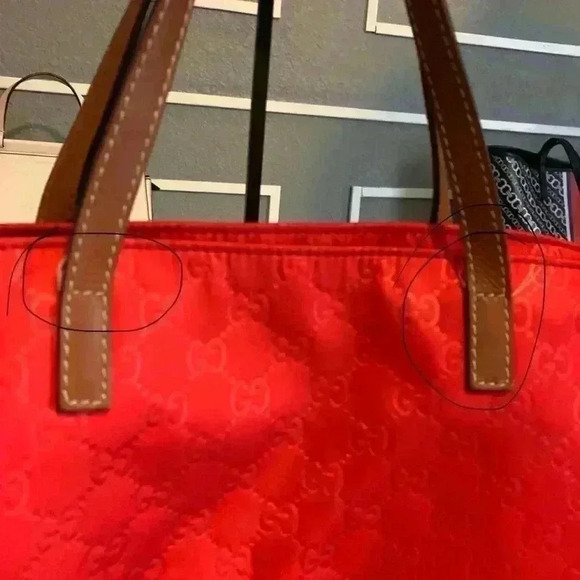 GUCCI GG pattern Large tote Duffle Bag Tote Bag Nylon Red - Picture 10 of 16